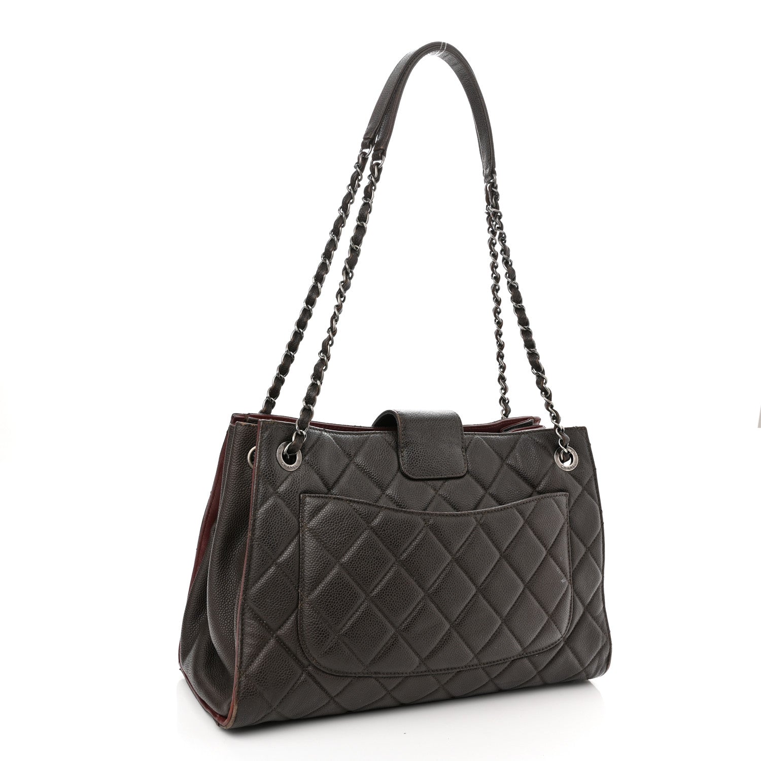 Chanel Caviar Quilted Large CC Accordion Shopping Bag Brown 3 of 15