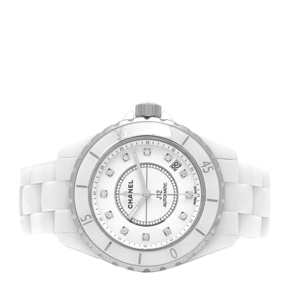Chanel Stainless Steel Ceramic Diamond 38mm J12 Automatic Watch White 2 of 4