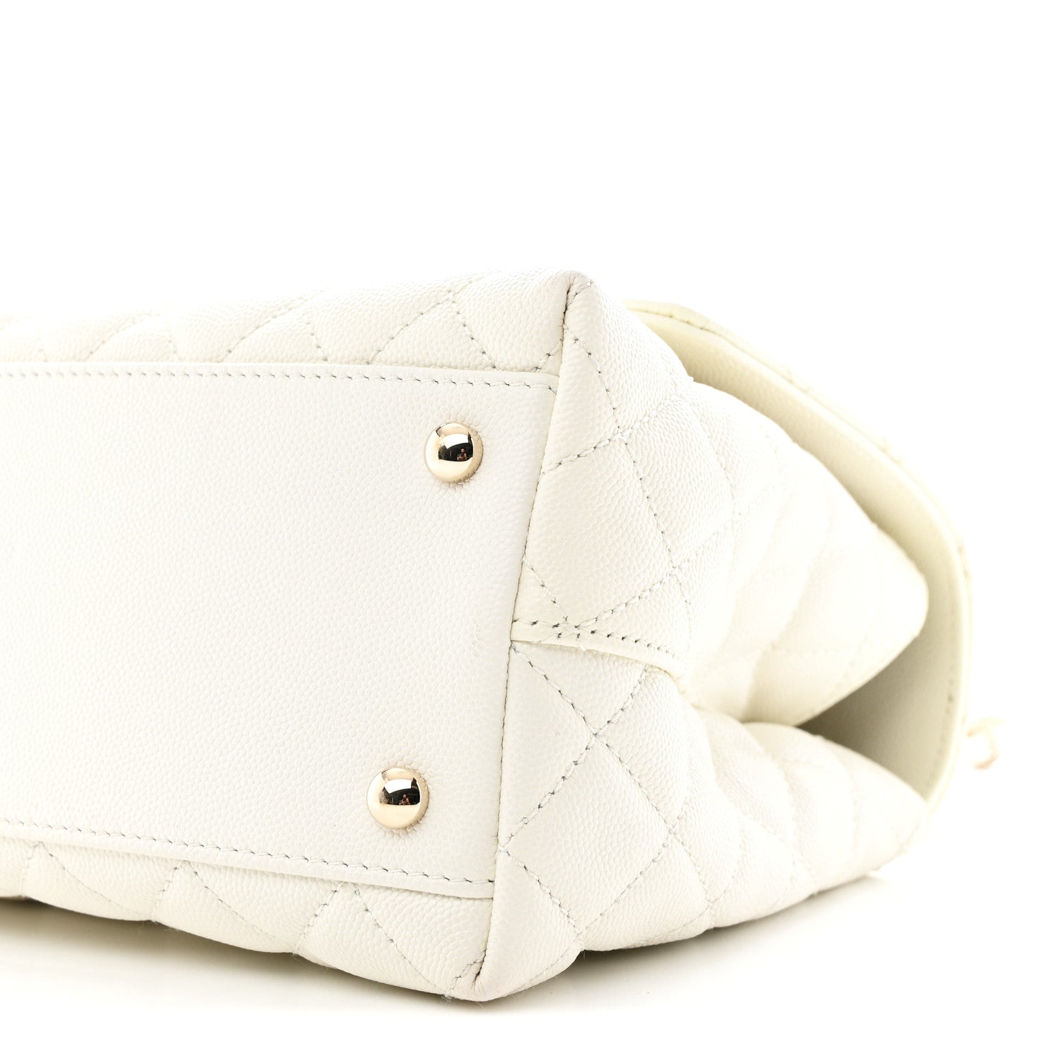 Chanel Caviar Quilted Small Coco Handle Flap White 10 of 11