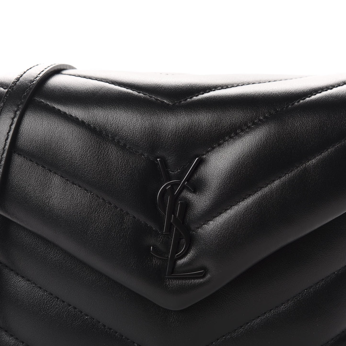 Calfskin Y Quilted Monogram Toy Loulou Crossbody Bag Black