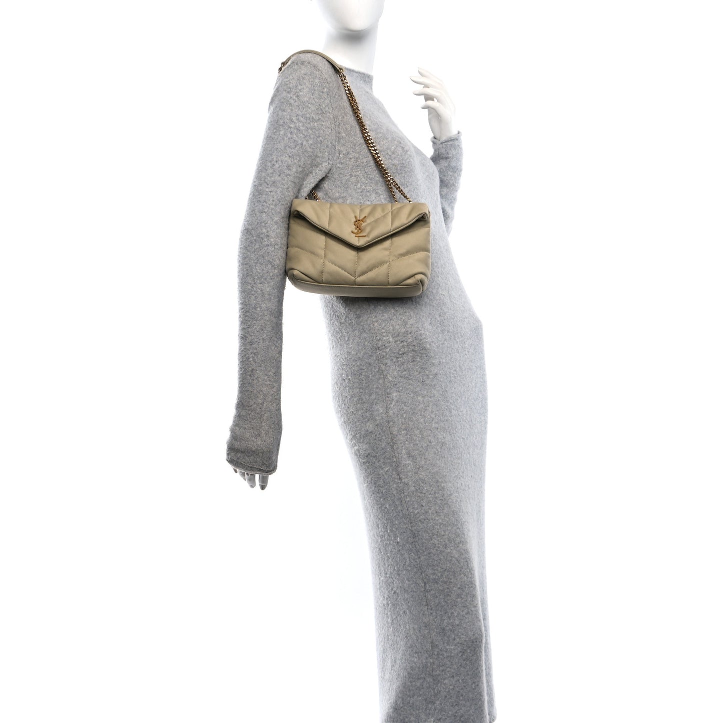 Canvas Quilted Toy Loulou Puffer Monogram Chain Satchel Cool Beige