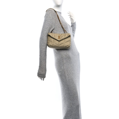 Saint Laurent Canvas Quilted Toy Loulou Puffer Monogram Chain Satchel Cool Beige 2 of 10