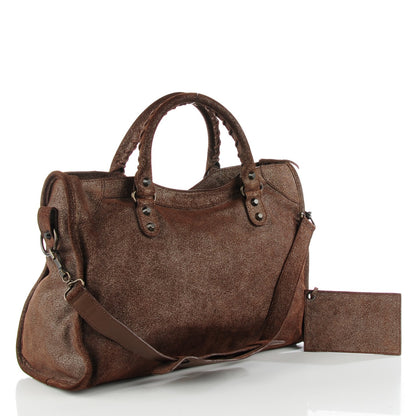 Balenciaga Metallic Craquele Calfskin Classic Hardware City Bronze 3 of 9