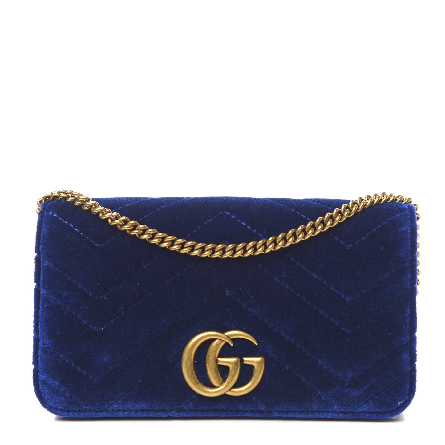 Velvet Matelasse GG Marmont Mini Bag Cobalt Blue