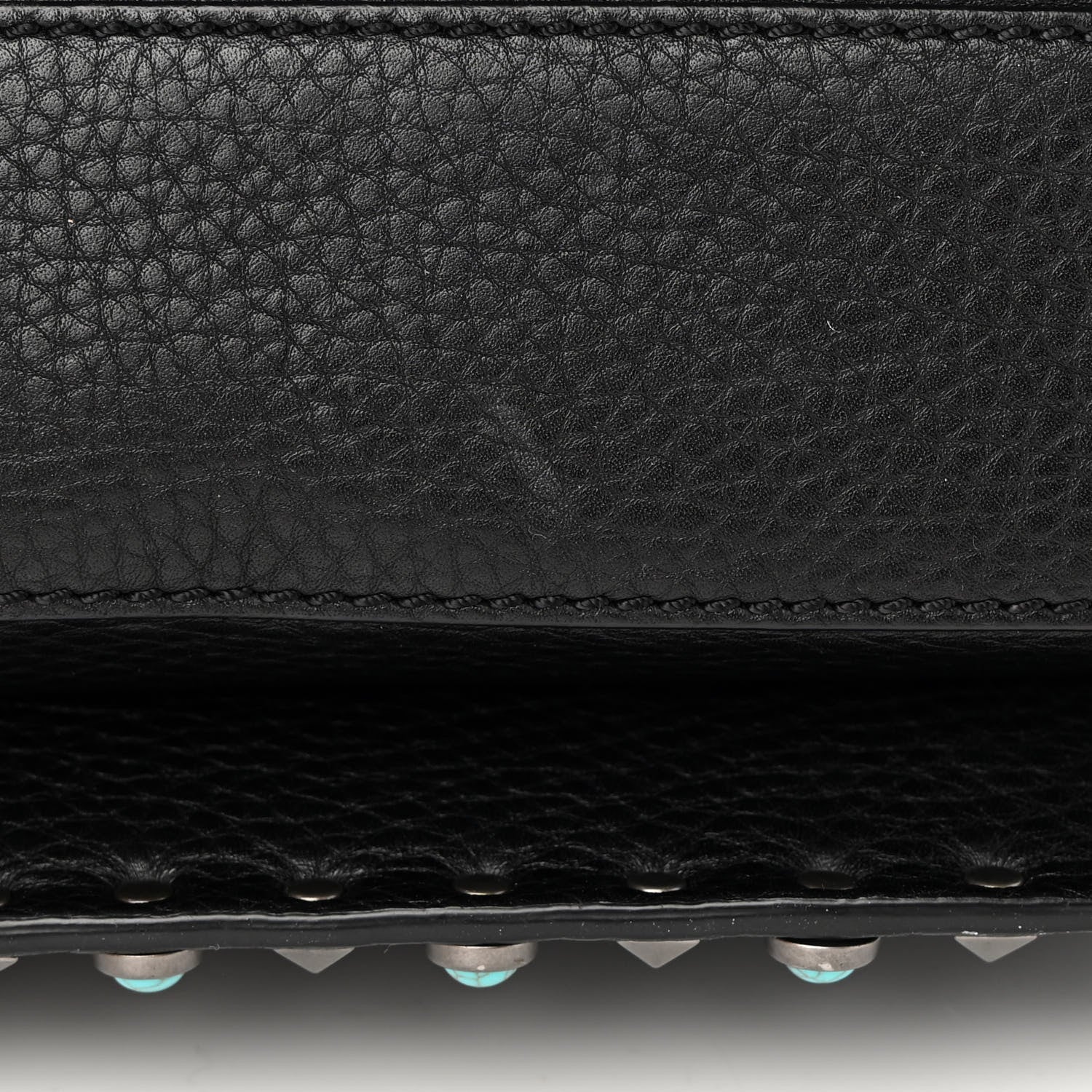 Valentino Garavani Calfskin Embroidered Medium Guitar Strap Rockstud Rolling Flap Saddle Bag Black 16 of 16