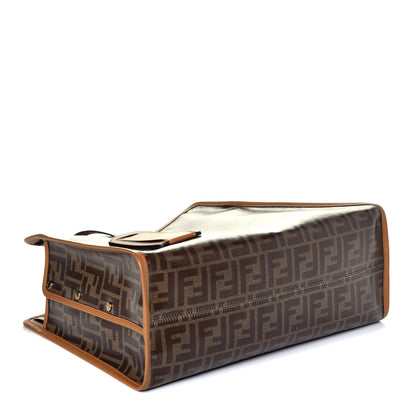 Fendi Glazed Fabric Vitello Century FF 1974 Stamp Patch Medium Peekaboo Defender Cover Mogano Panna Caramello 3 of 8