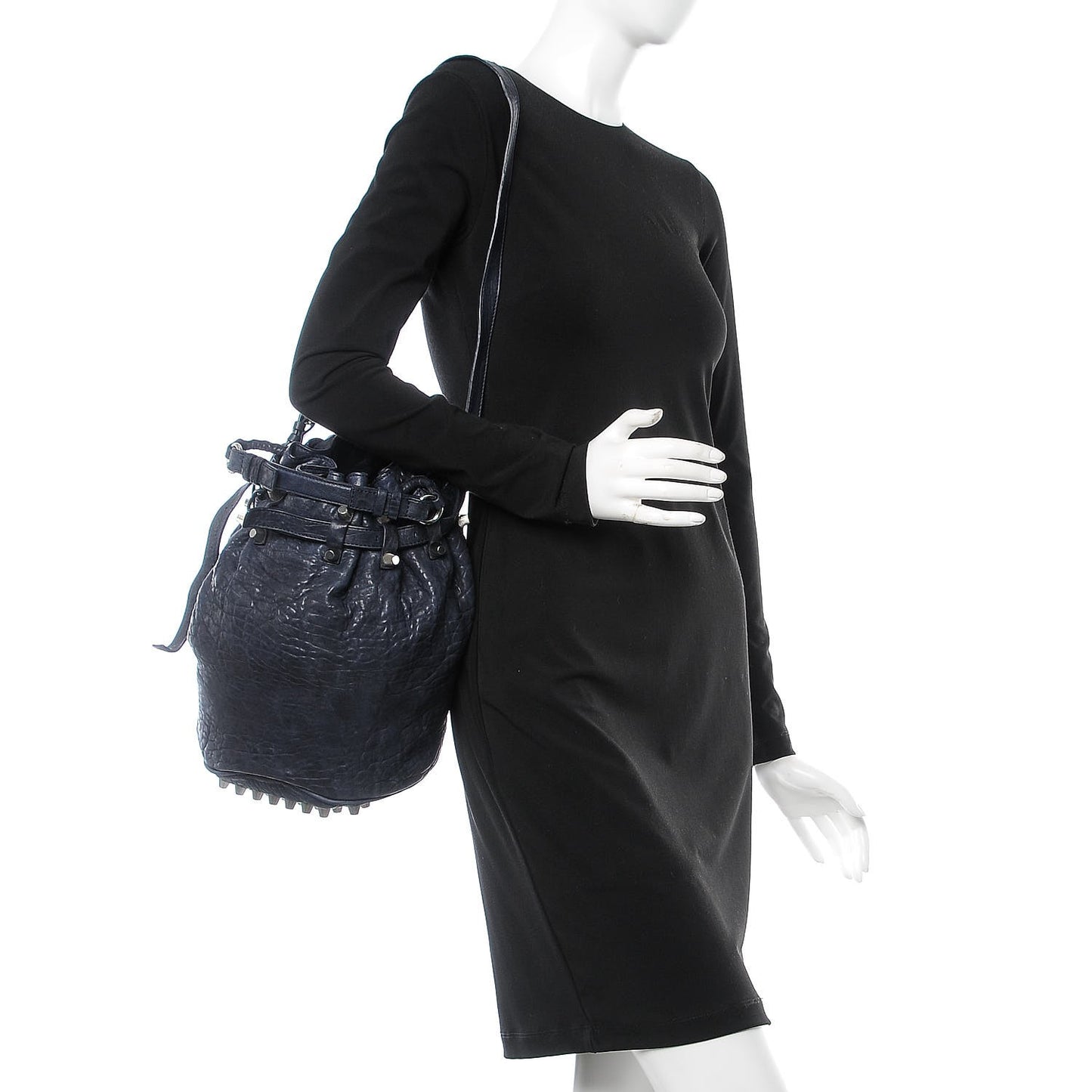 Pebbled Lambskin Diego Bucket Navy