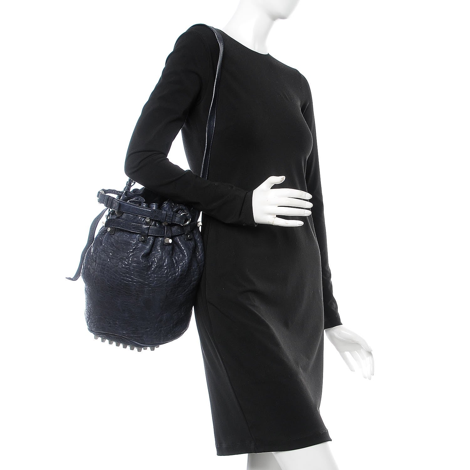Alexander Wang Pebbled Lambskin Diego Bucket Navy 2 of 6