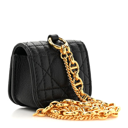 Christian Dior Supple Calfskin Cannage Caro Airpods Pro Case Necklace Black 3 of 10