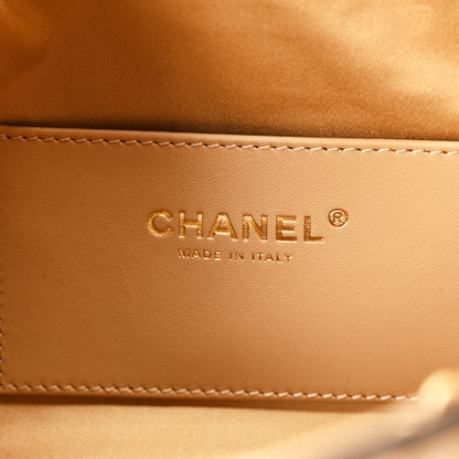 Chanel Braided Raffia Calfskin Quilted Mini Chanel 25 Handbag Beige Black 6 of 11