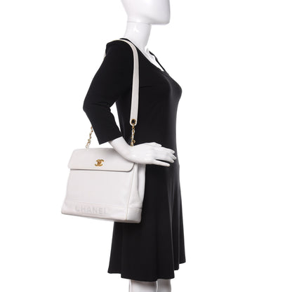 Chanel Caviar Flap Shoulder Bag White 2 of 20