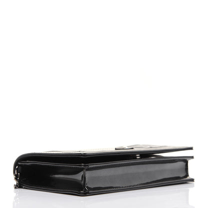 Christian Dior Metallic Patent Micro-Cannage Diorama Wallet on Chain Pouch Onyx Black 4 of 17