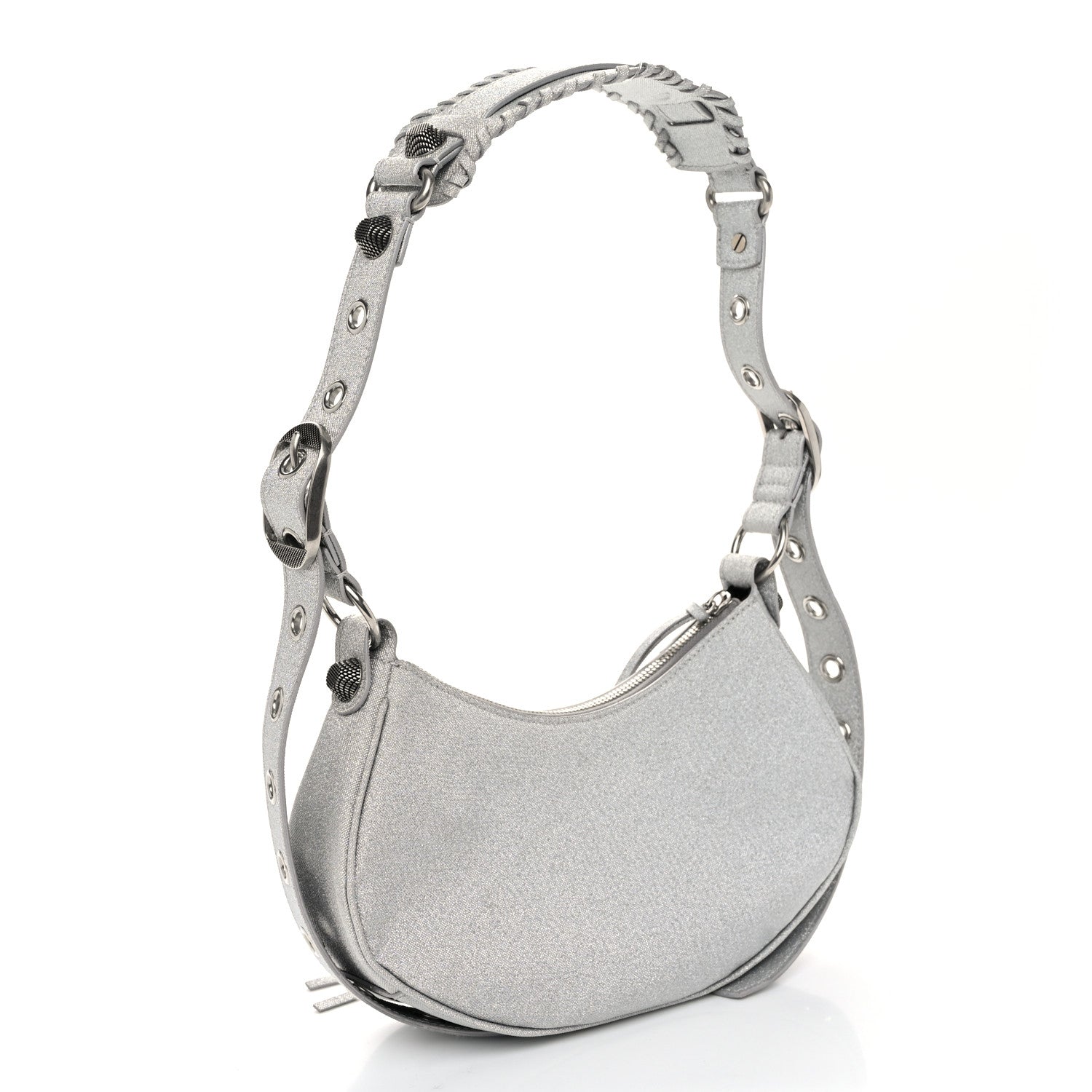Balenciaga Sparkling Fabric Le Cagole Shoulder Bag XS Silver 4 of 11