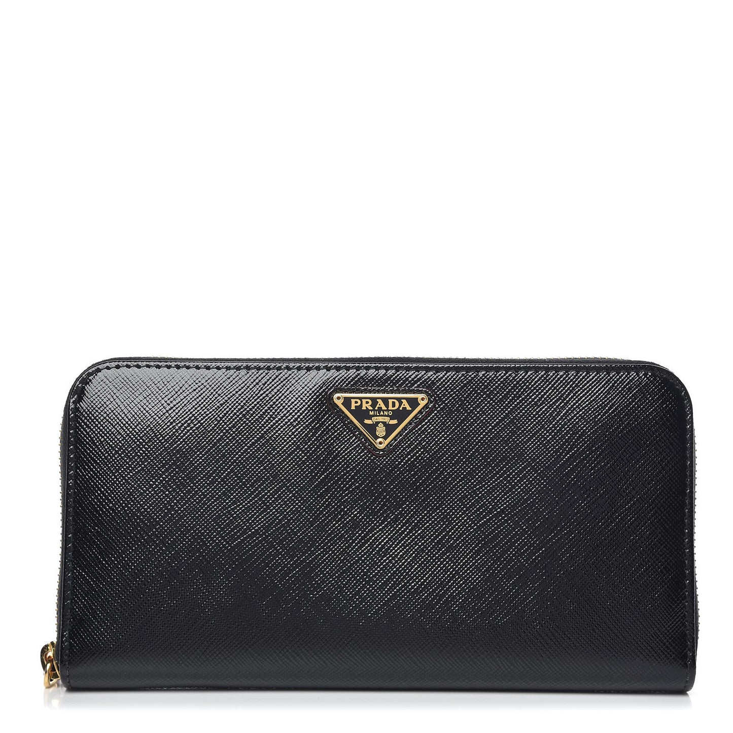 Saffiano Vernice Zip Around Wallet Black Rosso