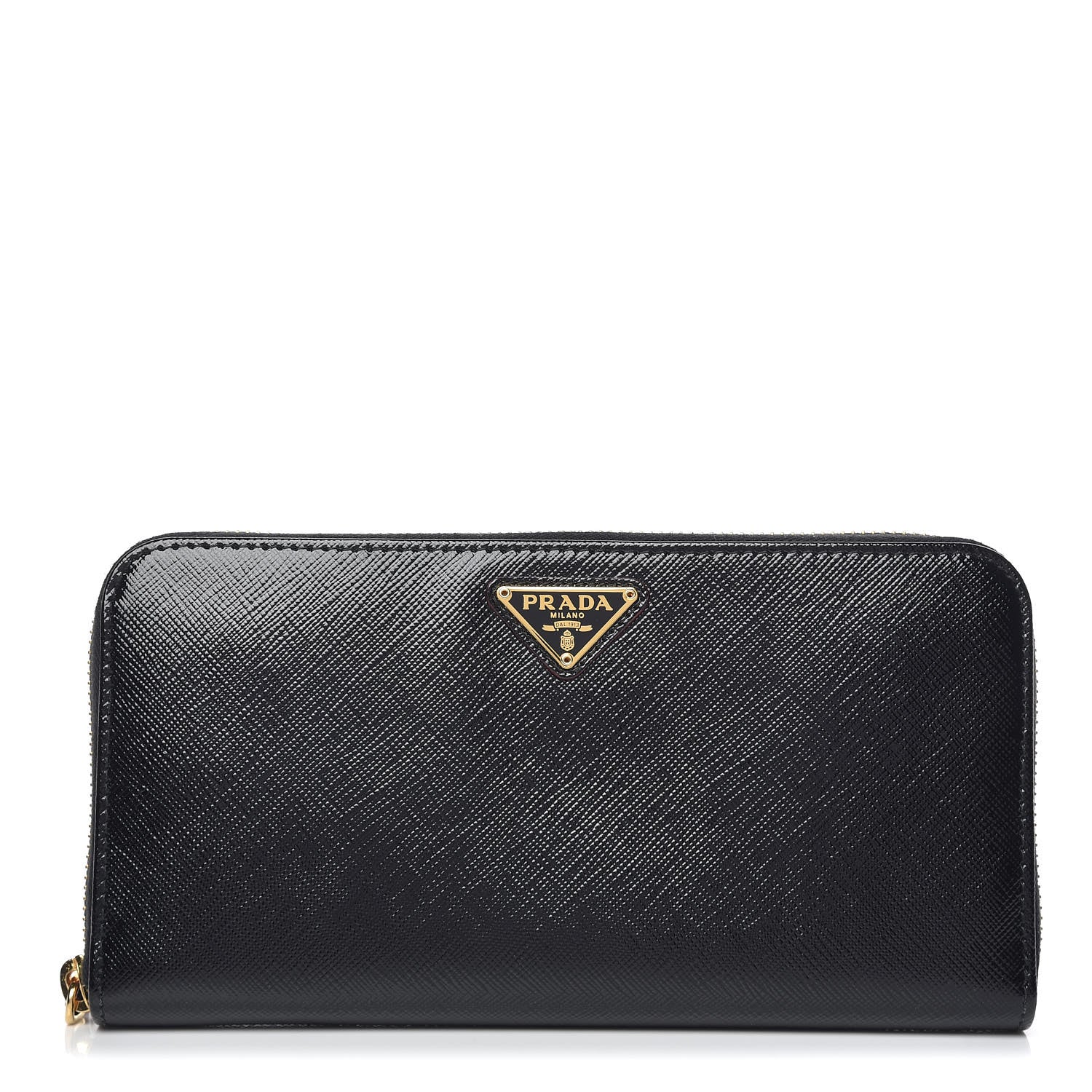 Prada Saffiano Vernice Zip Around Wallet Black Rosso 1 of 6