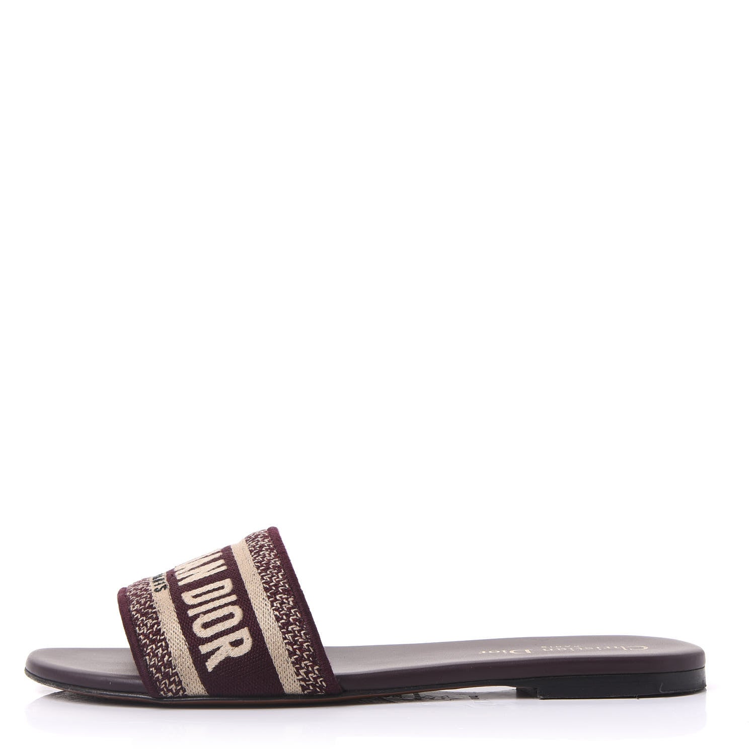 Christian Dior Canvas Embroidered Dway Flat Slide Sandals 38.5 Deep Amaranth 1 of 9