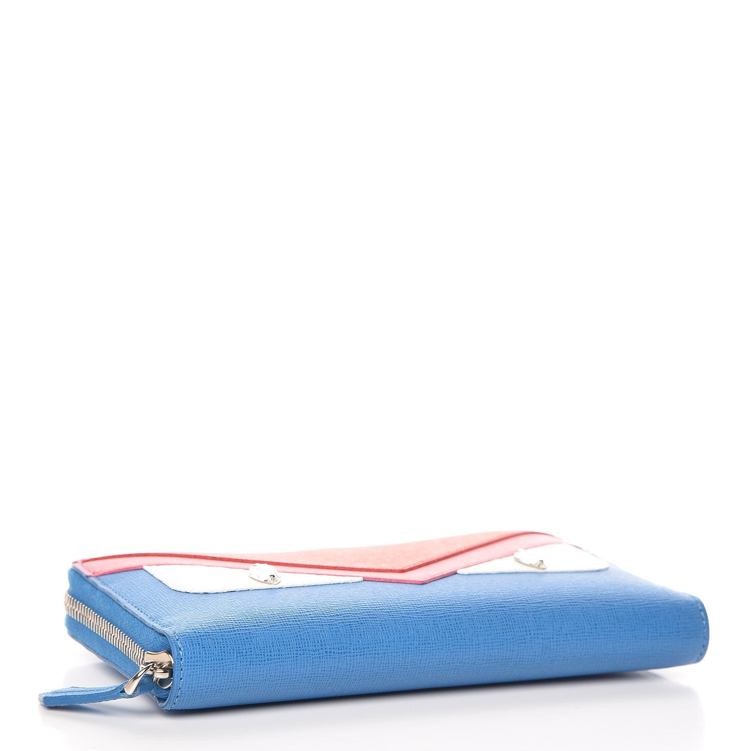 Fendi Vitello Elite Crystal Eye Monster Zip Around Wallet Royal Blue Papavero Multicolor 4 of 10