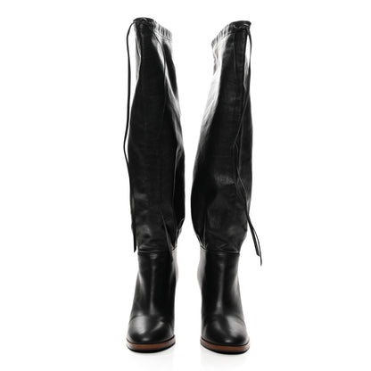 Gucci Deauville Calfskin Cinched Knee High Boots 38 Black 2 of 8