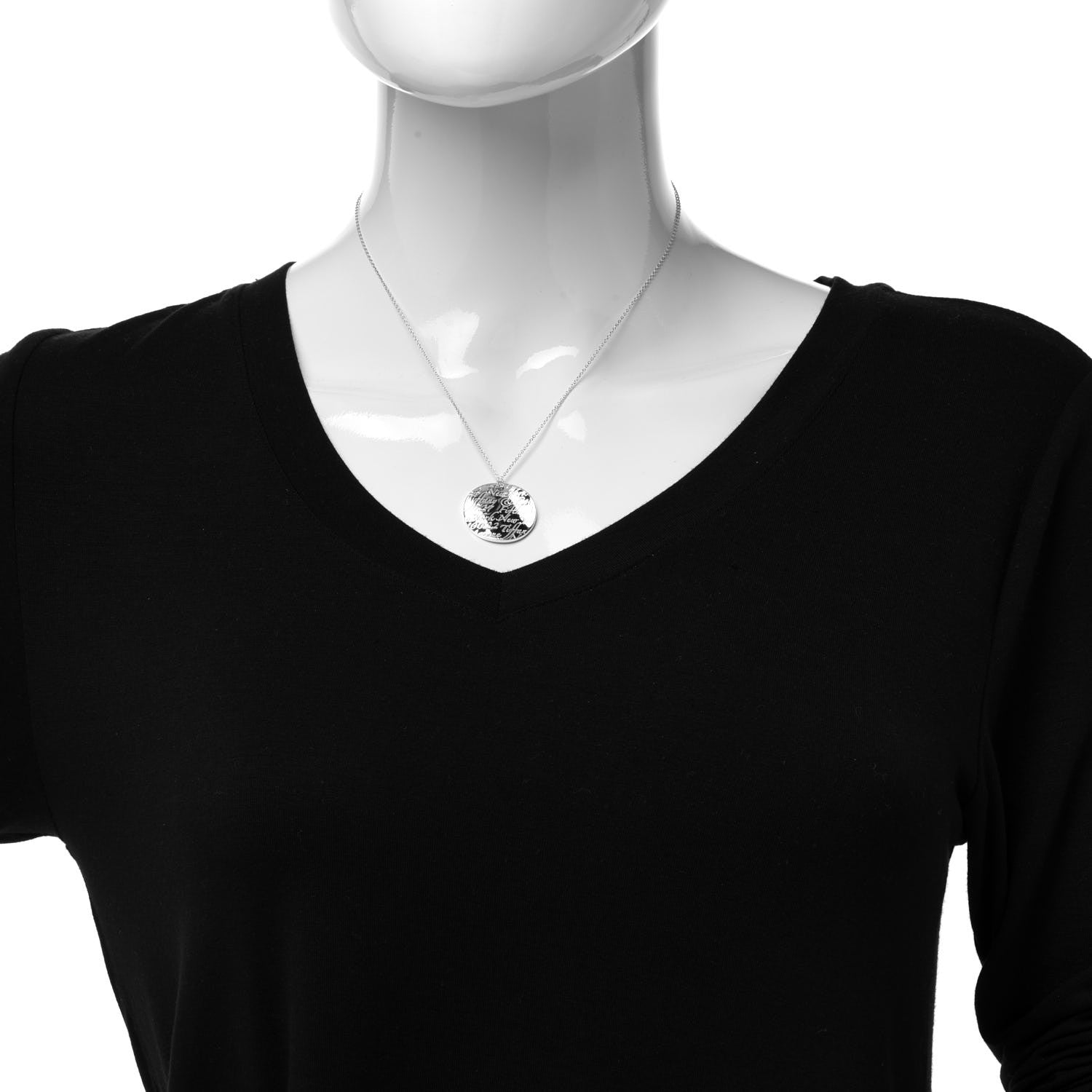 Tiffany Sterling Silver Notes Round Pendant Necklace 2 of 7