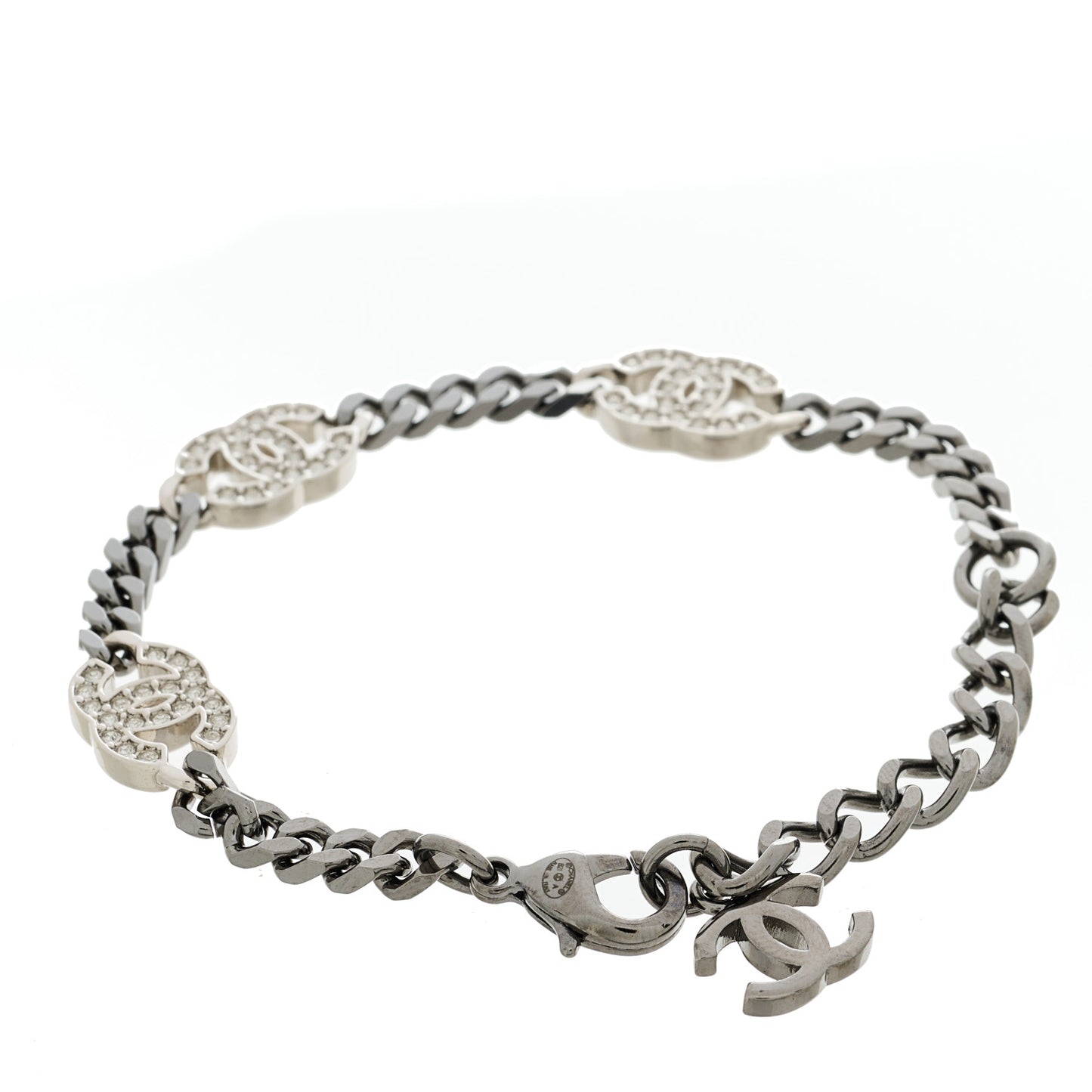 Ruthenium Crystal CC Bracelet Silver