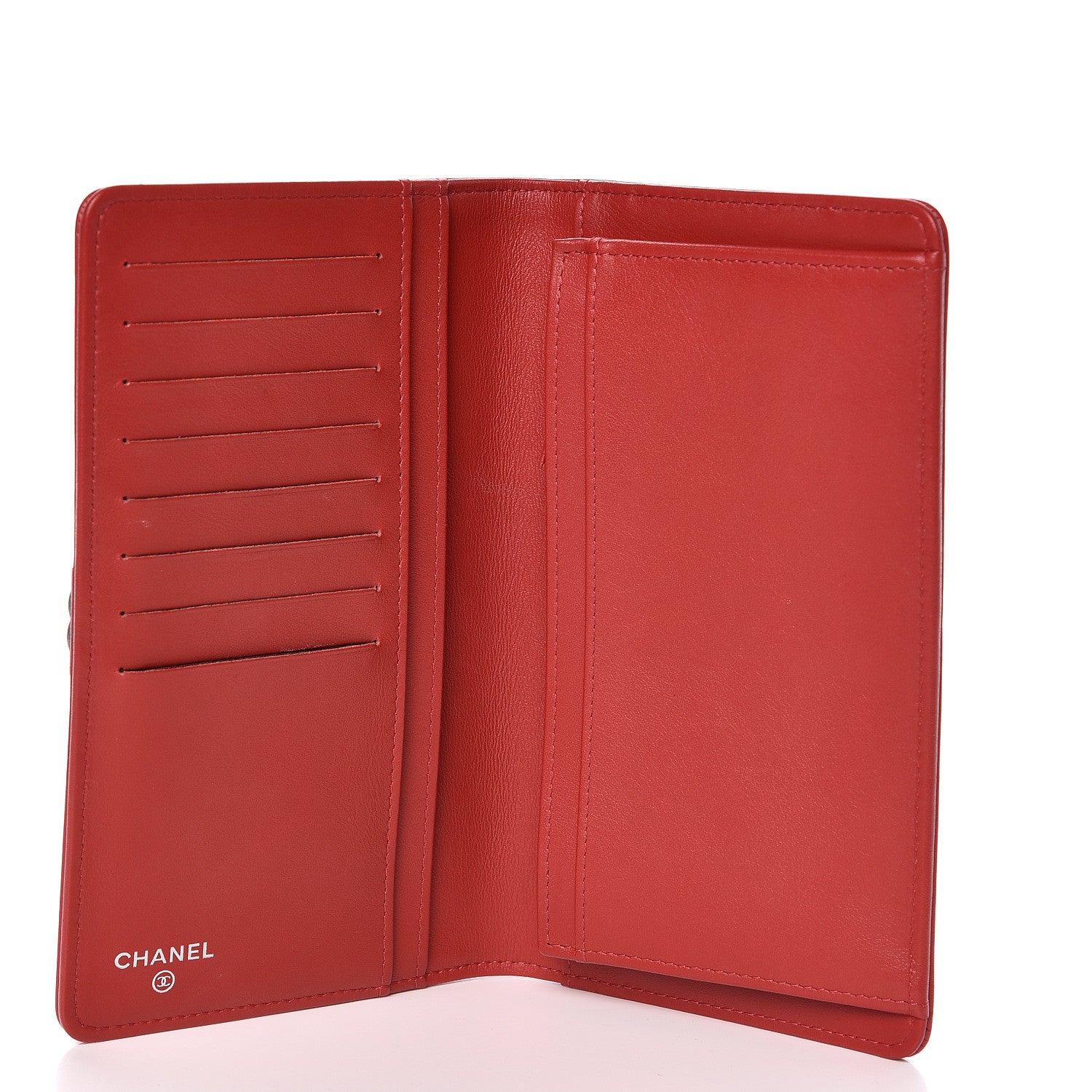 Chanel Calfskin Chevron Quilted Boy Yen Wallet Dark Red 5 of 9
