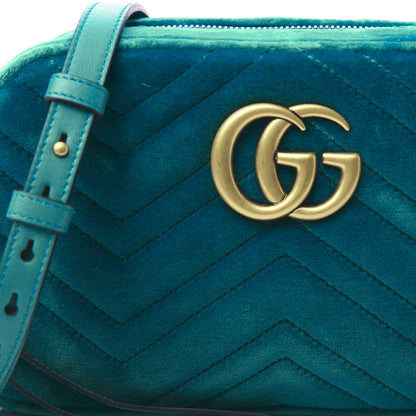Gucci Velvet Matelasse Small GG Marmont Chain Shoulder Bag Pavone Cyan 11 of 11