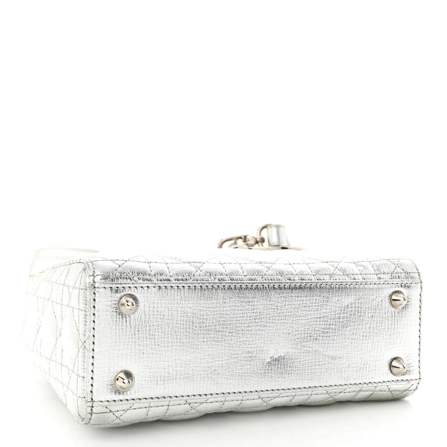 Christian Dior Metallic Grained Calfskin Cannage Small Lucky Badges My Lady Dior Silver 4 of 12