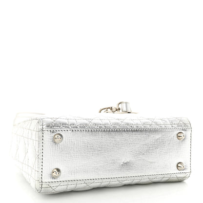 Christian Dior Metallic Grained Calfskin Cannage Small Lucky Badges My Lady Dior Silver 4 of 12
