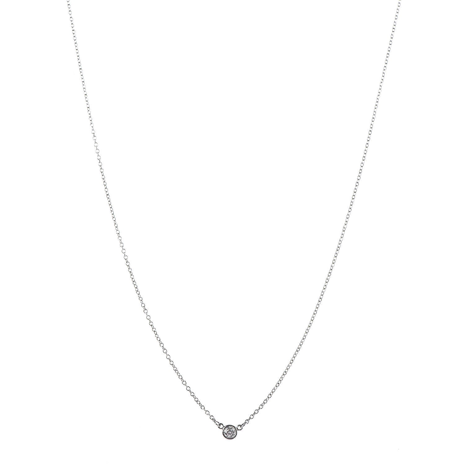Tiffany Platinum Diamond .12ct Elsa Peretti Diamonds by the Yard Pendant Necklace 1 of 6