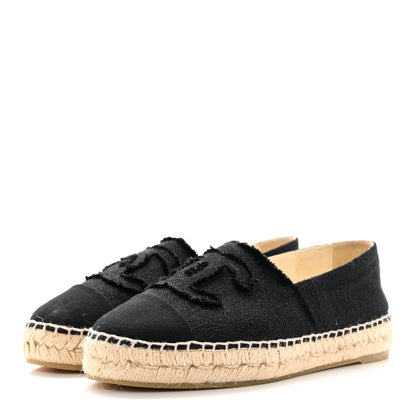 Chanel Linen CC Espadrilles 37 Black 3 of 16