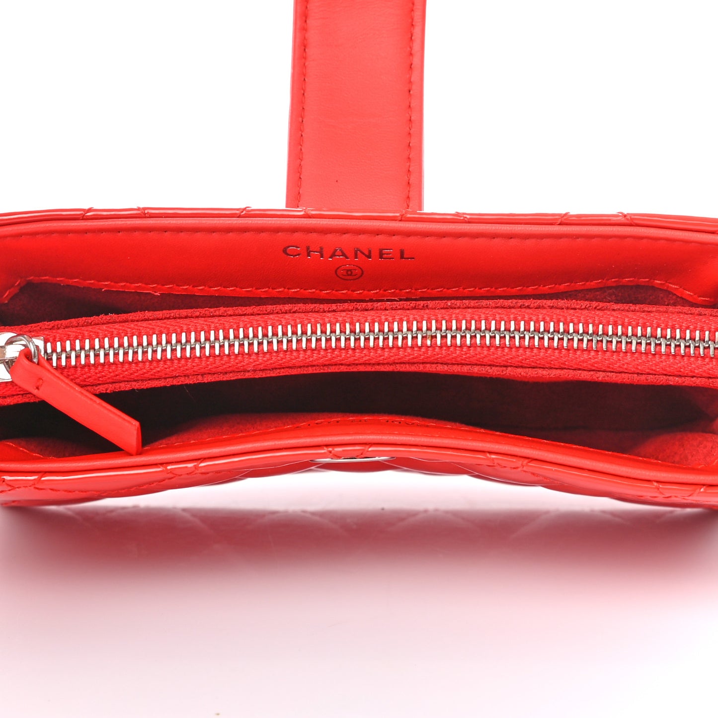Patent Quilted Mini Phone Holder Clutch Red