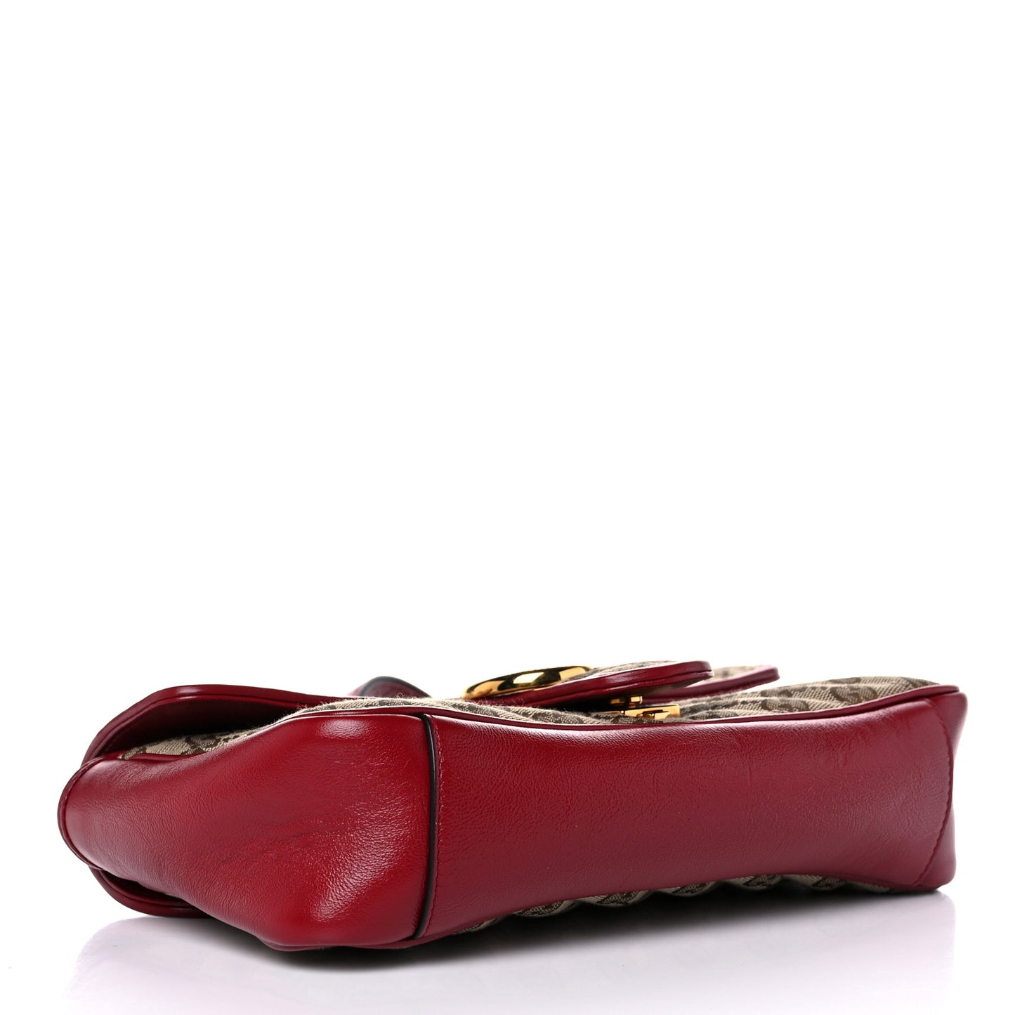 Monogram Azalea Calfskin Matelasse Diagonal Small GG Marmont Shoulder Bag Beige Ebony New Cherry Red