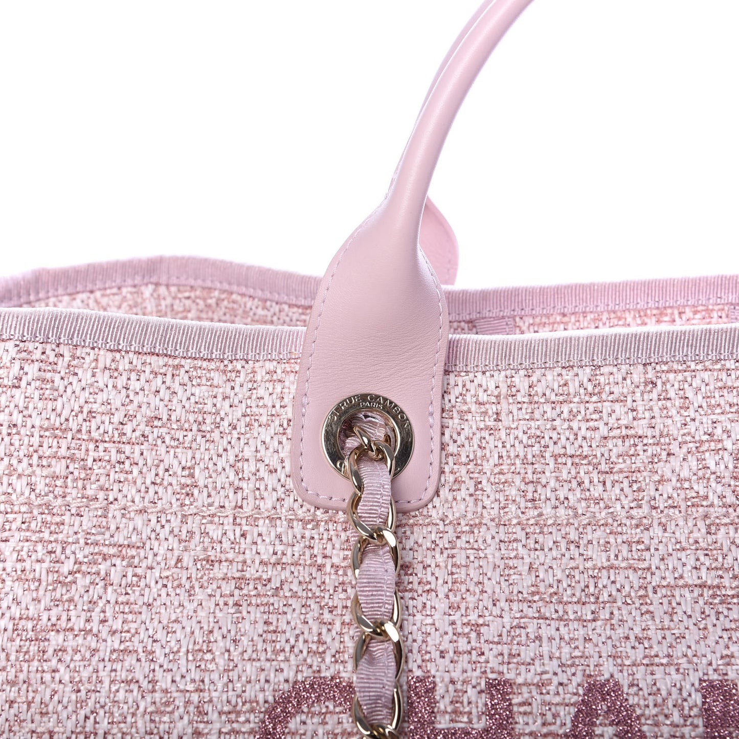 Straw Lurex Large Deauville Tote Pink