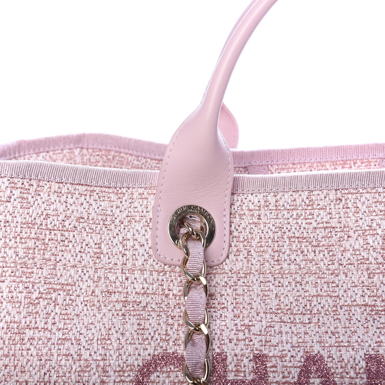 Chanel Straw Lurex Large Deauville Tote Pink 10 of 10