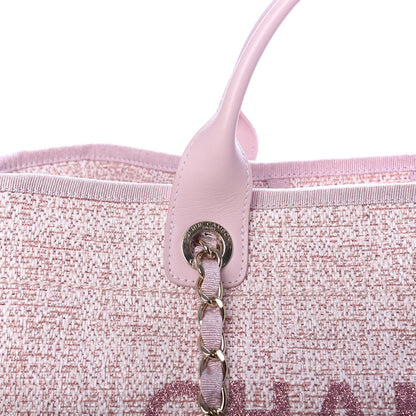 Chanel Straw Lurex Large Deauville Tote Pink 10 of 10