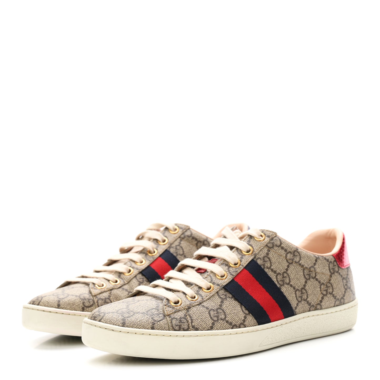 GG Supreme Monogram Womens Ace Low-Top Sneaker 37.5 Beige
