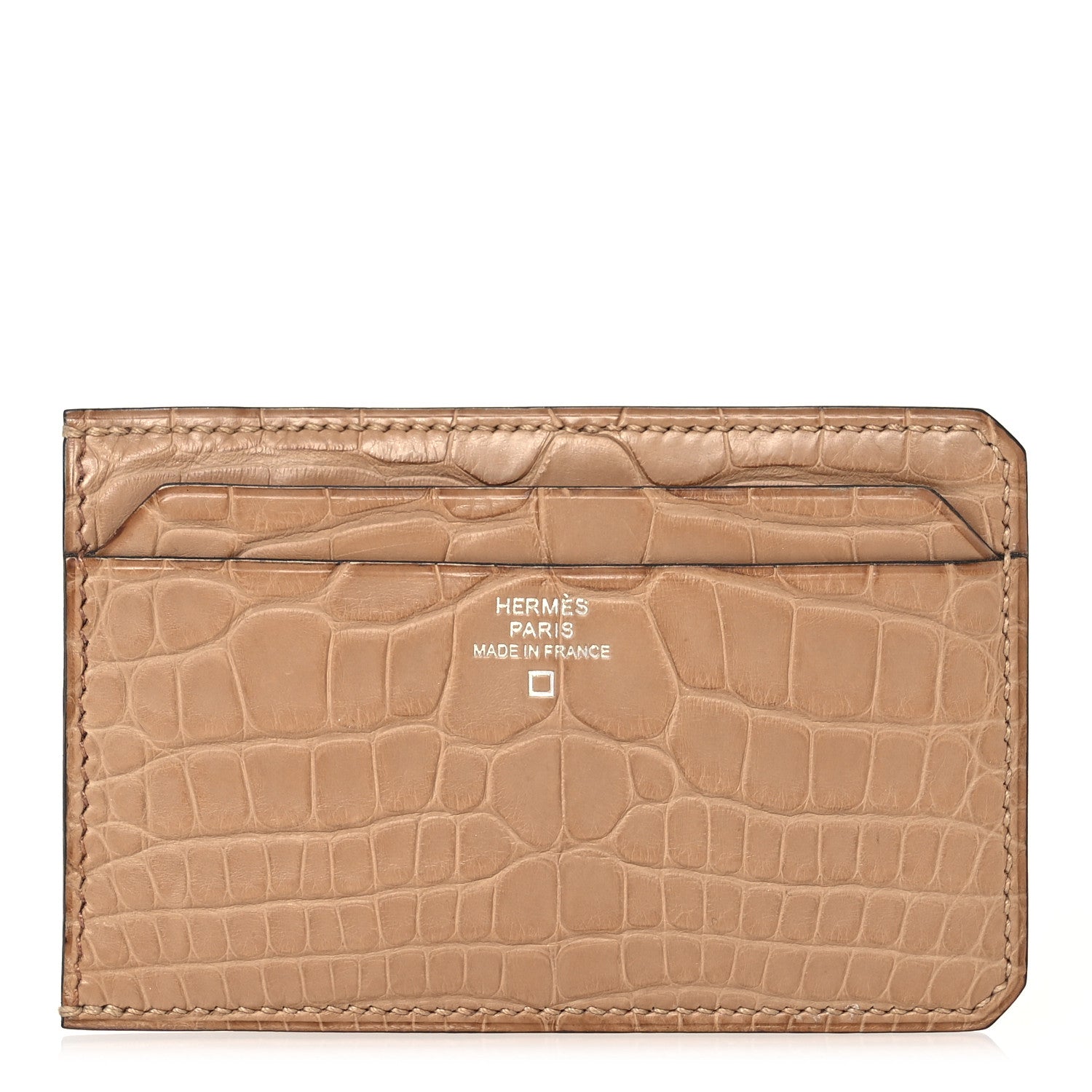 Hermes Matte Alligator 4CC Card Holder Chai 1 of 8