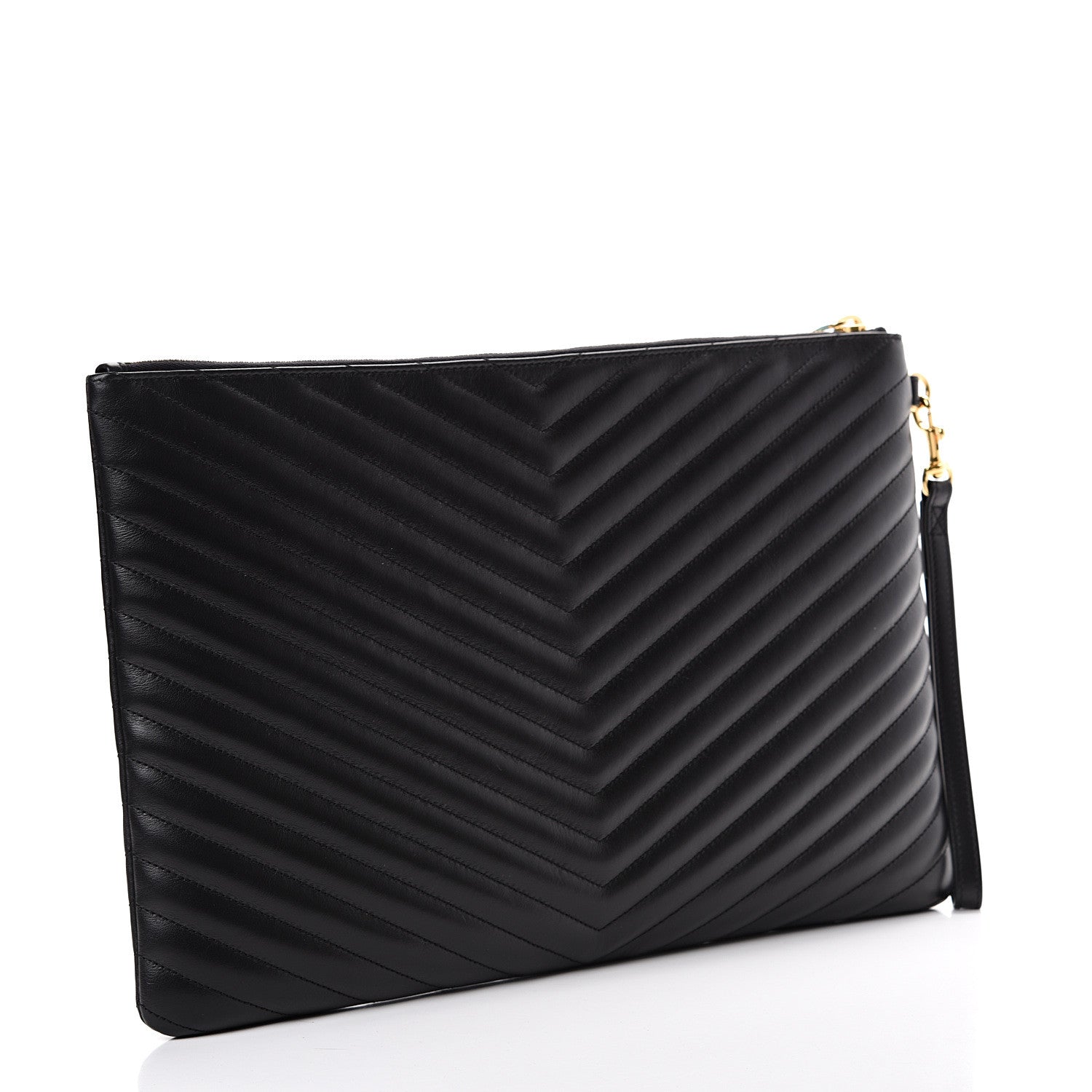 Saint Laurent Calfskin Matelasse Chevron Monogram Document Holder Black 2 of 7