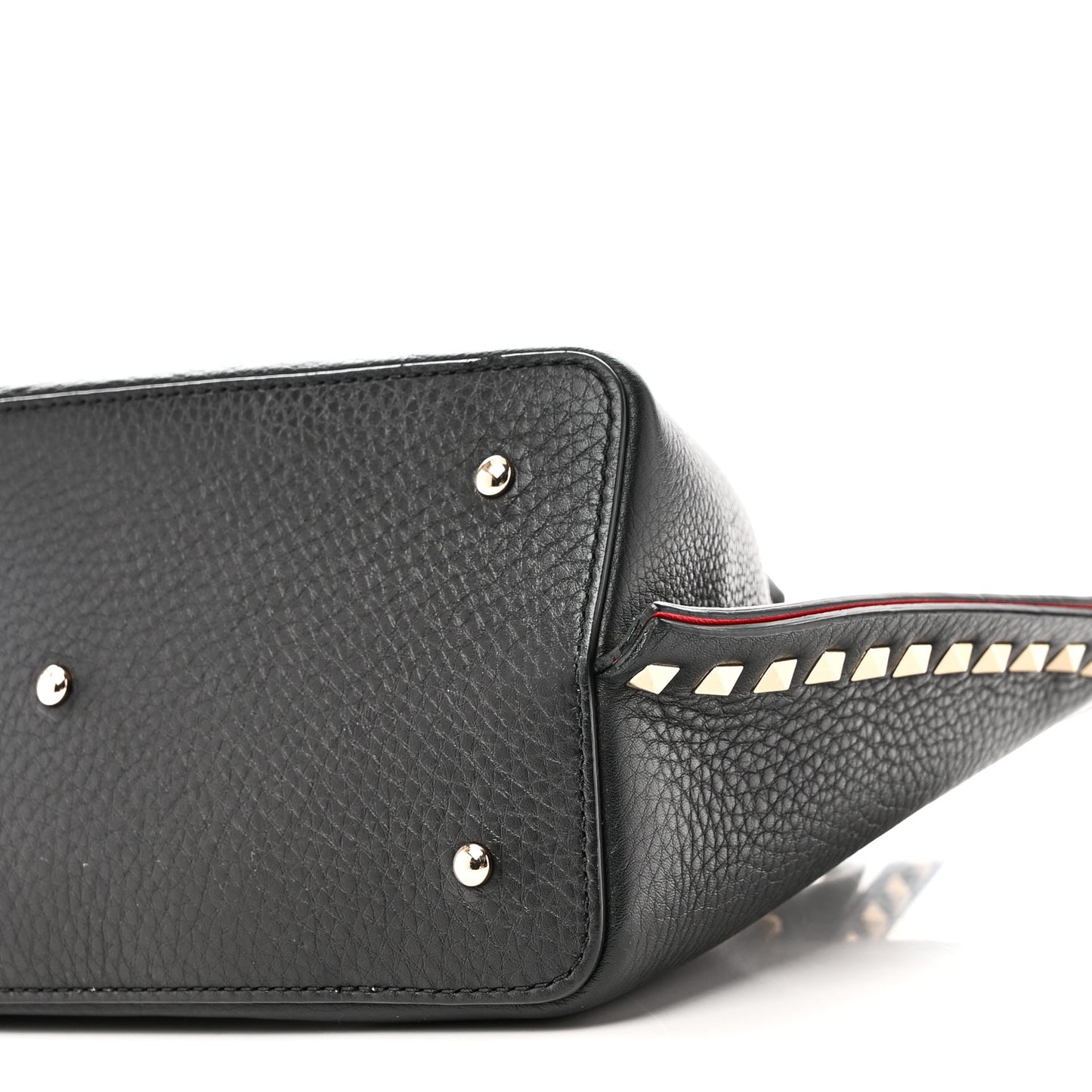 Pebbled Calfskin Small Rockstud Crossbody Tote Black