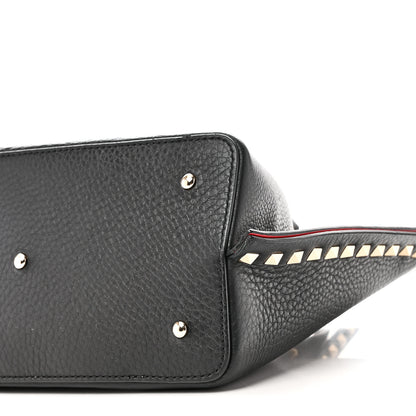 Valentino Garavani Pebbled Calfskin Small Rockstud Crossbody Tote Black 9 of 9