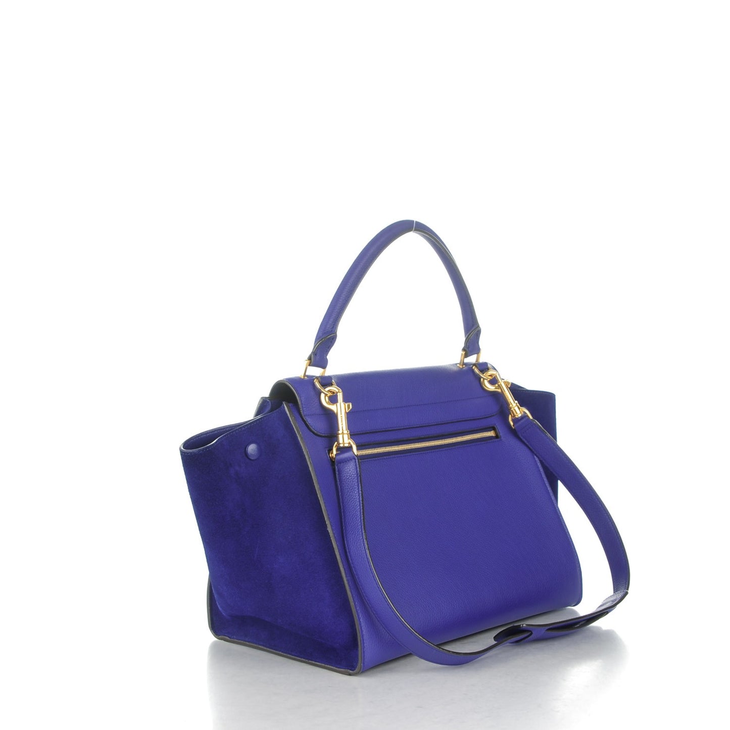 Drummed Calfskin Suede Medium Trapeze Indigo