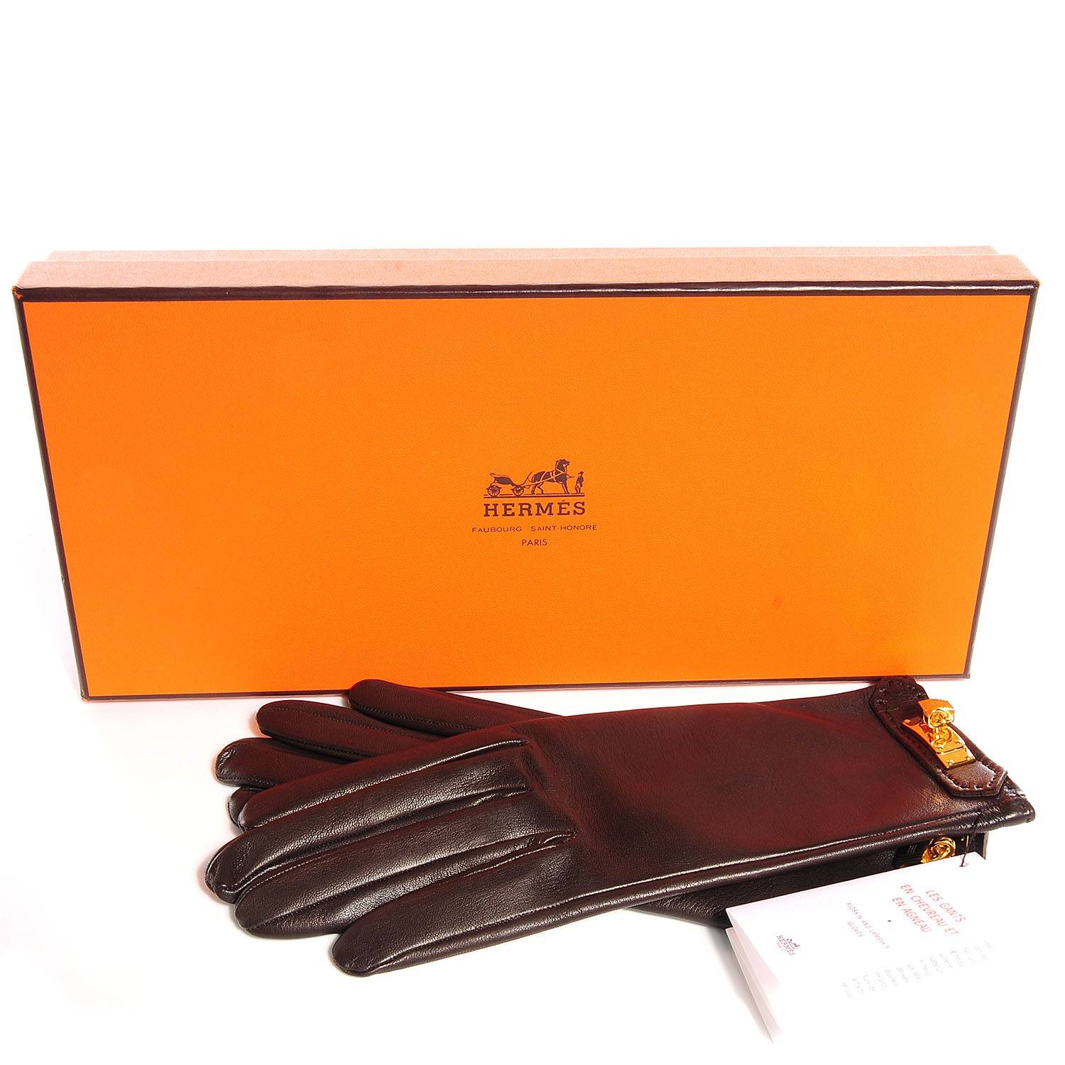 Hermes Lambskin Soya Gloves Size 7 Chocolate 3 of 8