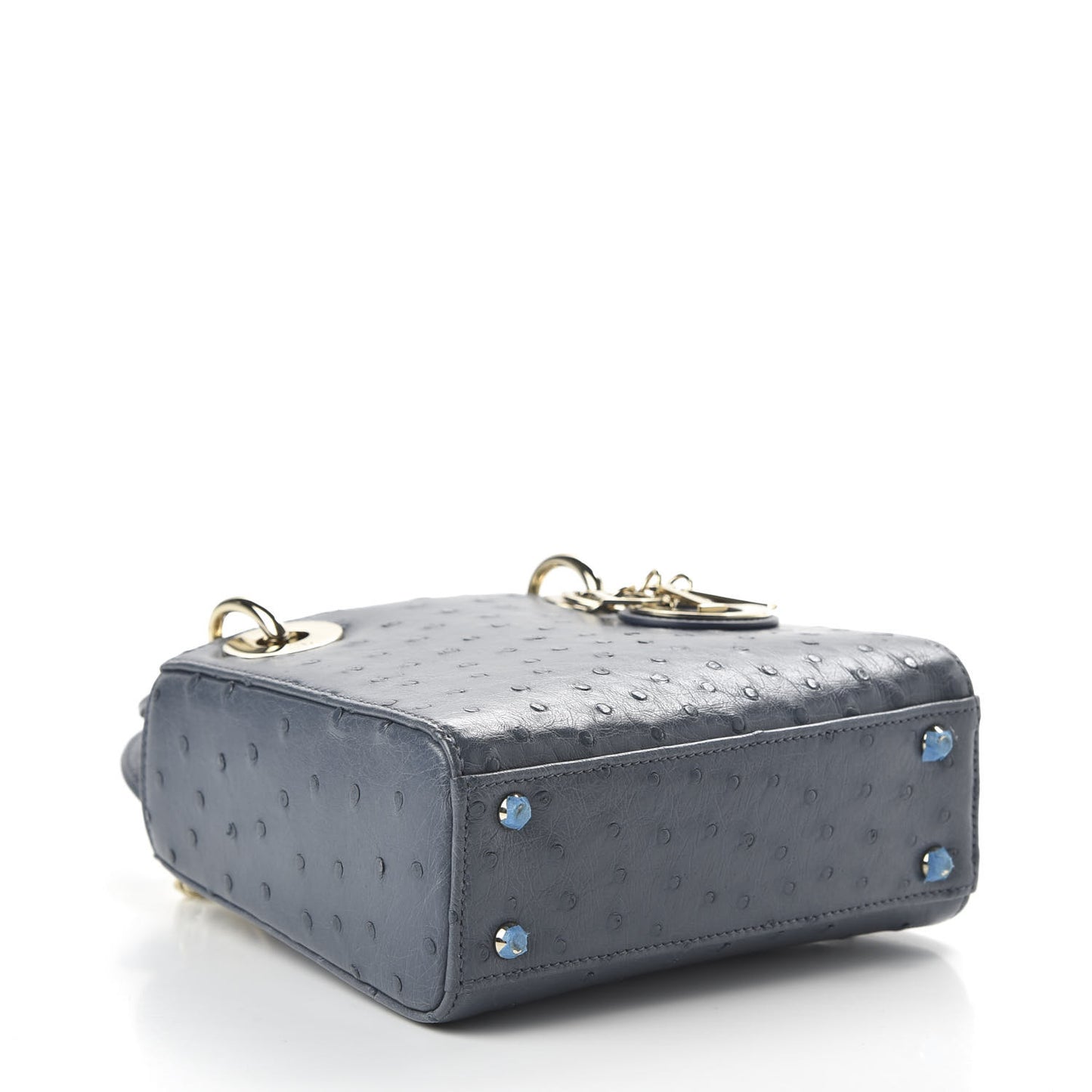 Ostrich Mini Lady Dior Dark Grey