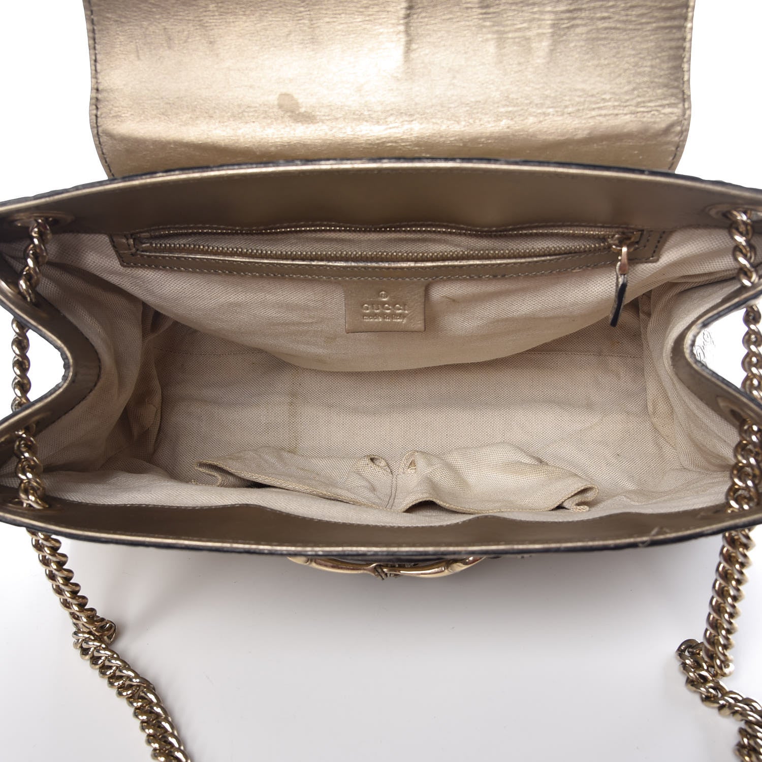 Gucci Shine Guccissima Large Emily Chain Shoulder Bag Gold 5 of 13