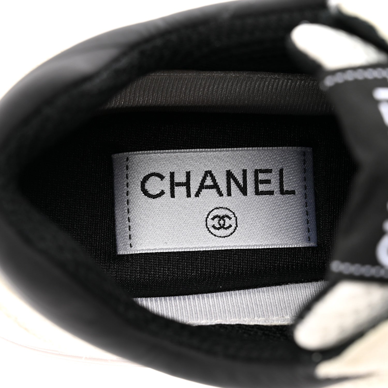 Chanel Mesh Suede Calfskin Grained Calfskin Womens CC Sneakers 37 White Black 6 of 8