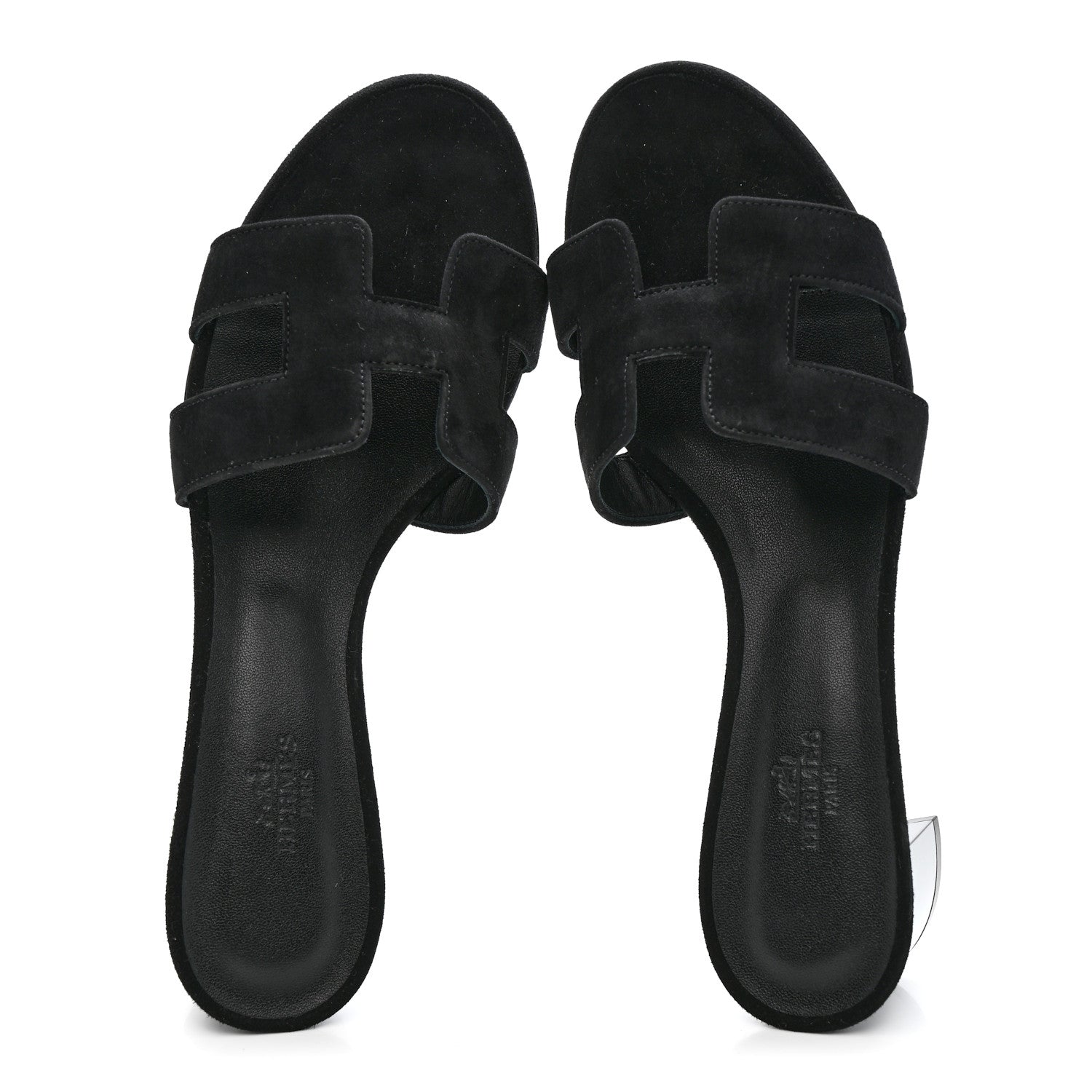 Hermes Suede Goatskin Oasis Sandals 38.5 Black 2 of 9