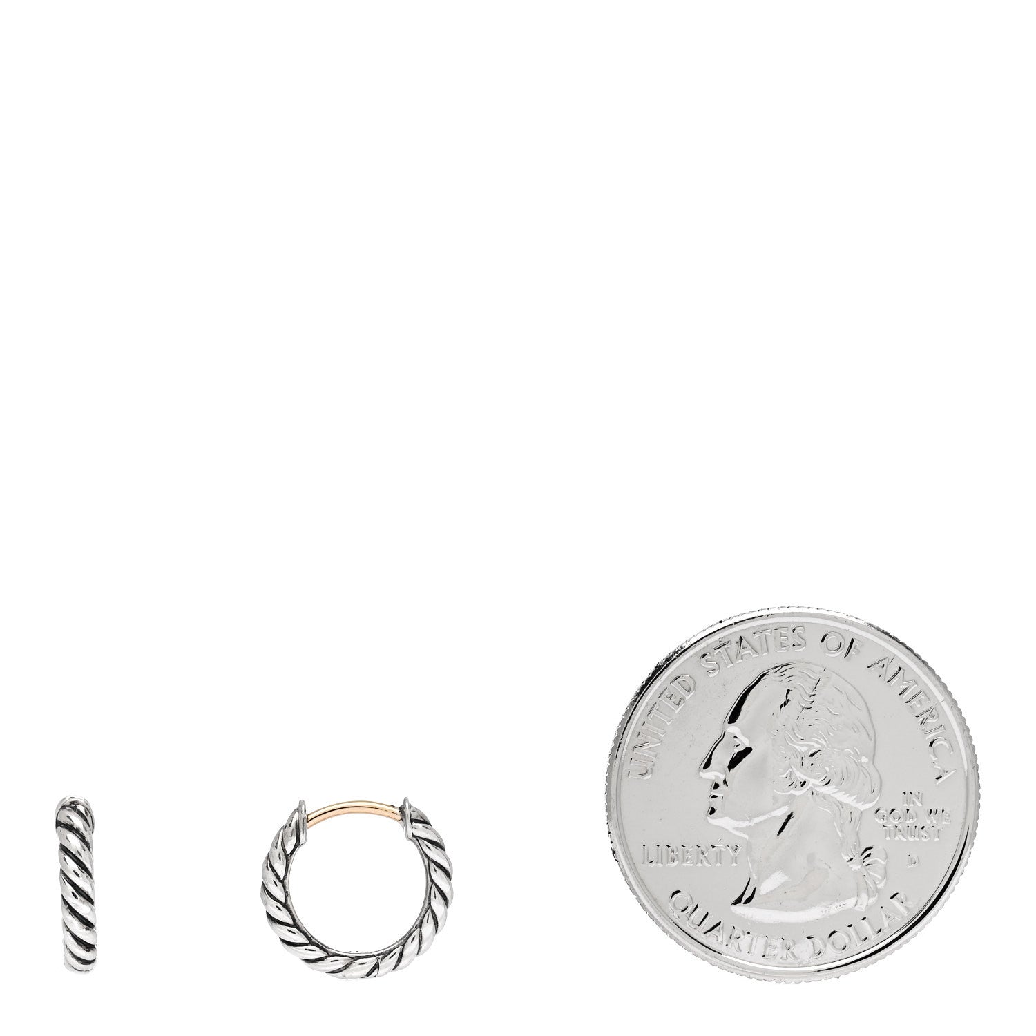 David Yurman Sterling Silver Scultped Cable Micro Huggie Hoop Earrings 2 of 4