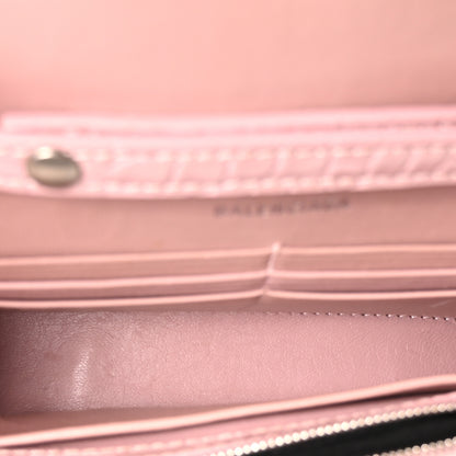 Balenciaga Shiny Calfskin Crocodile Embossed Hourglass Chain Bag Powder Pink 5 of 9