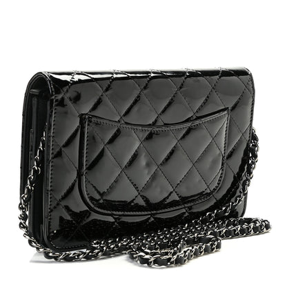 Chanel Patent Quilted Wallet On Chain WOC Black 3 of 4