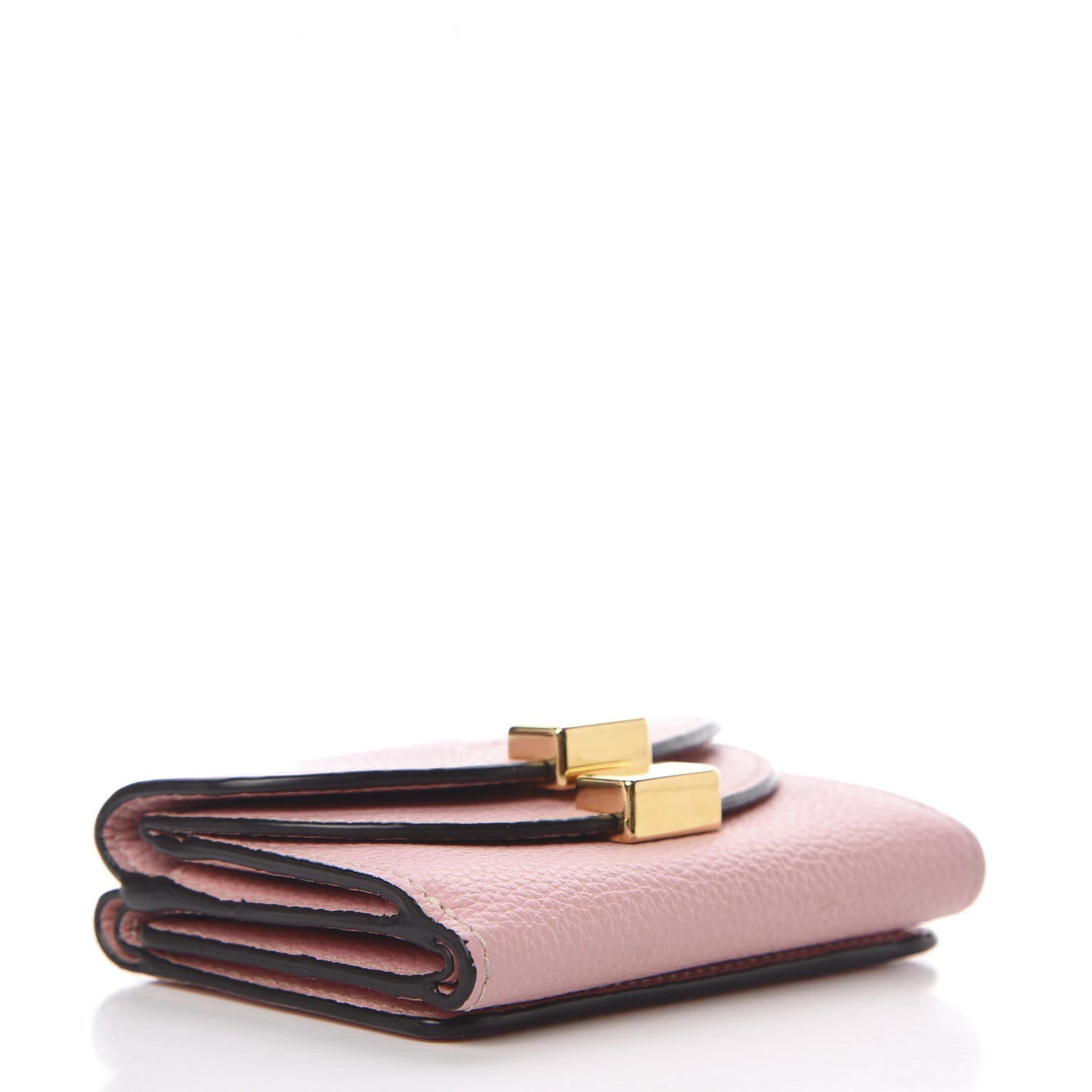 Grained Calfskin Georgia Square Wallet Washed Pink